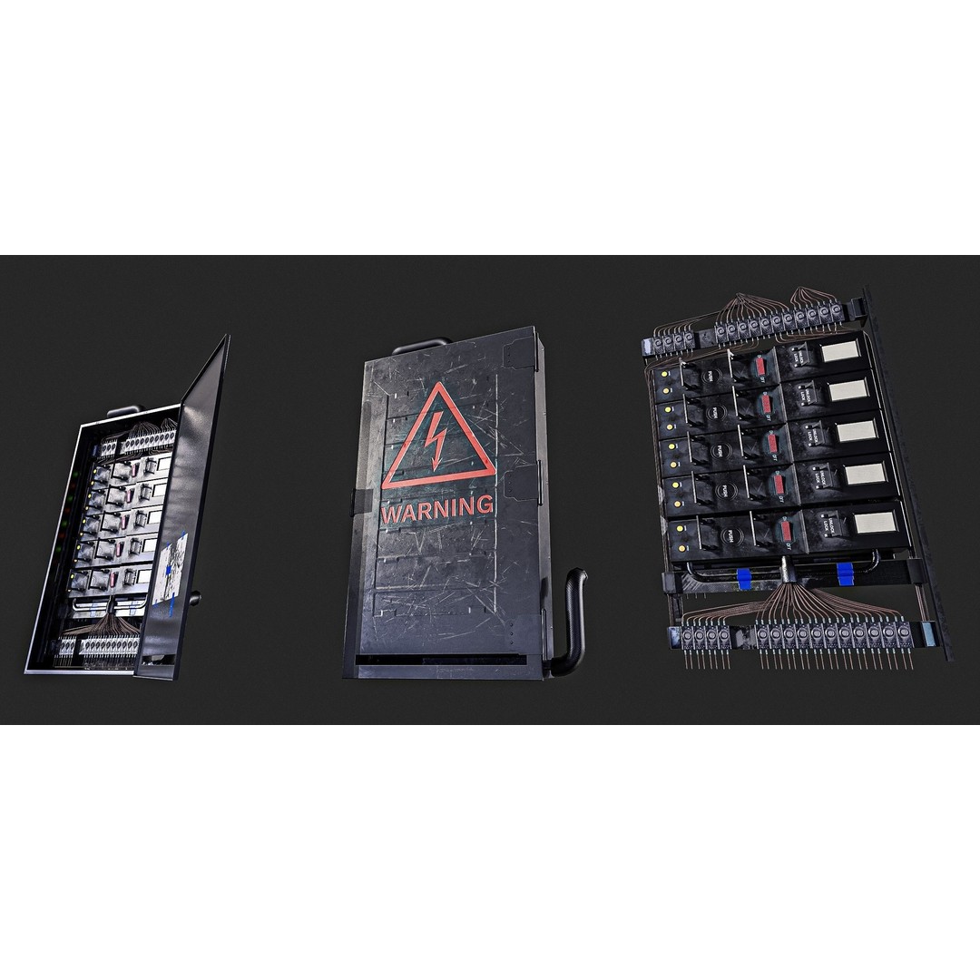 Electric Fuse Box 3D Model – Low Poly PBR Game Asset, FBX - View 11