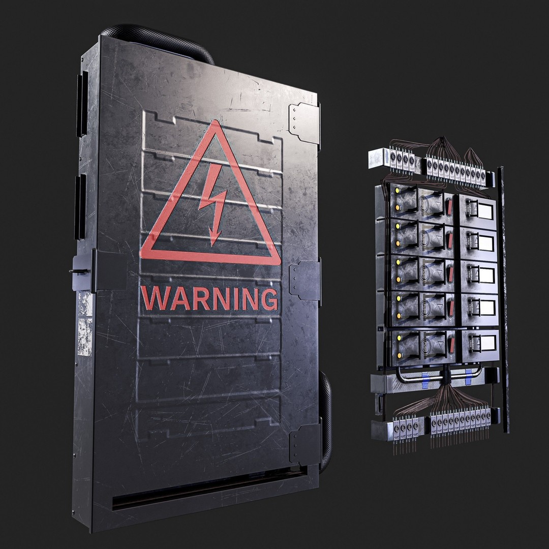 Electric Fuse Box 3D Model – Low Poly PBR Game Asset, FBX - View 13