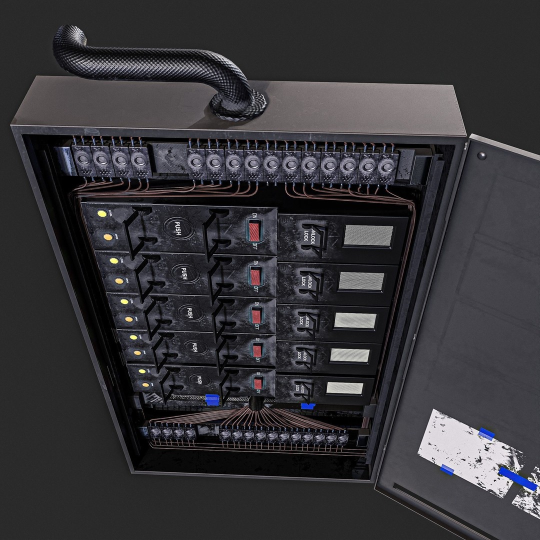Electric Fuse Box 3D Model – Low Poly PBR Game Asset, FBX - View 14