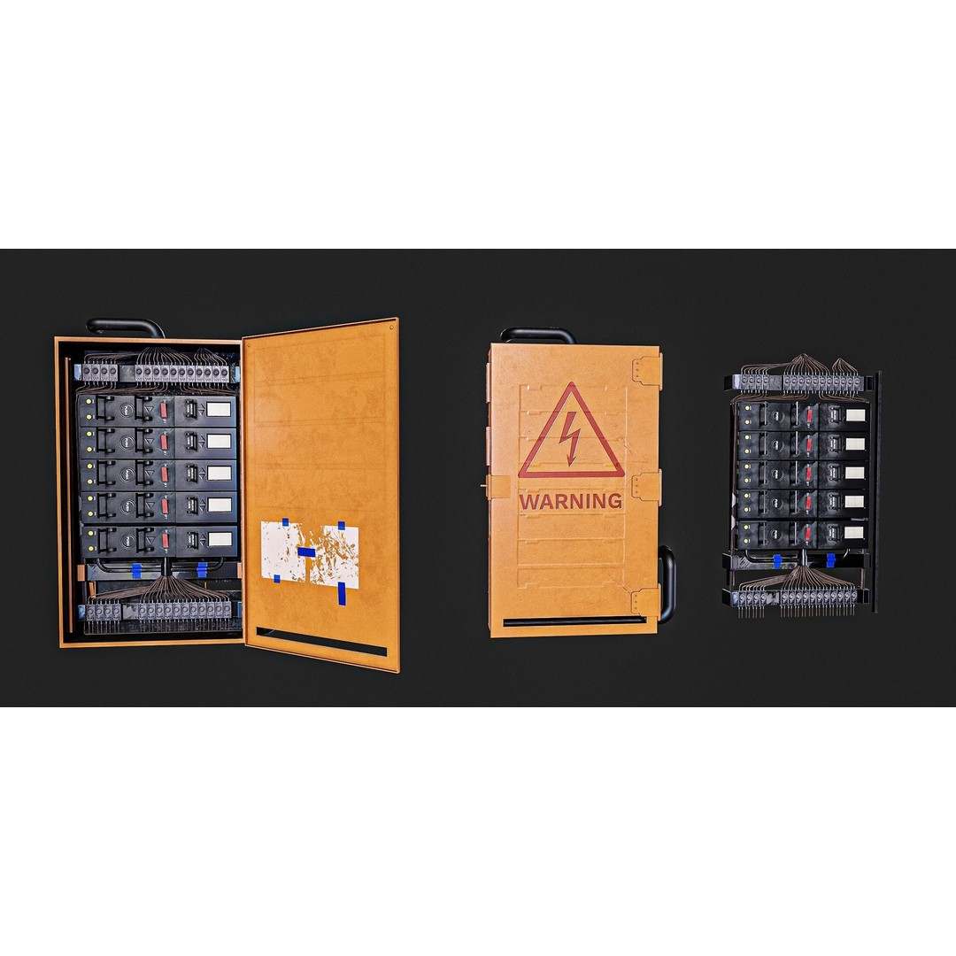 Electric Fuse Box 3D Model – Low Poly PBR Game Asset, FBX - View 3