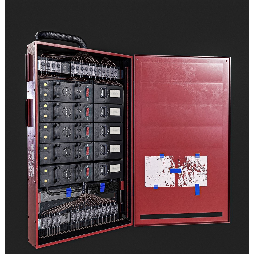Electric Fuse Box 3D Model – Low Poly PBR Game Asset, FBX - View 4