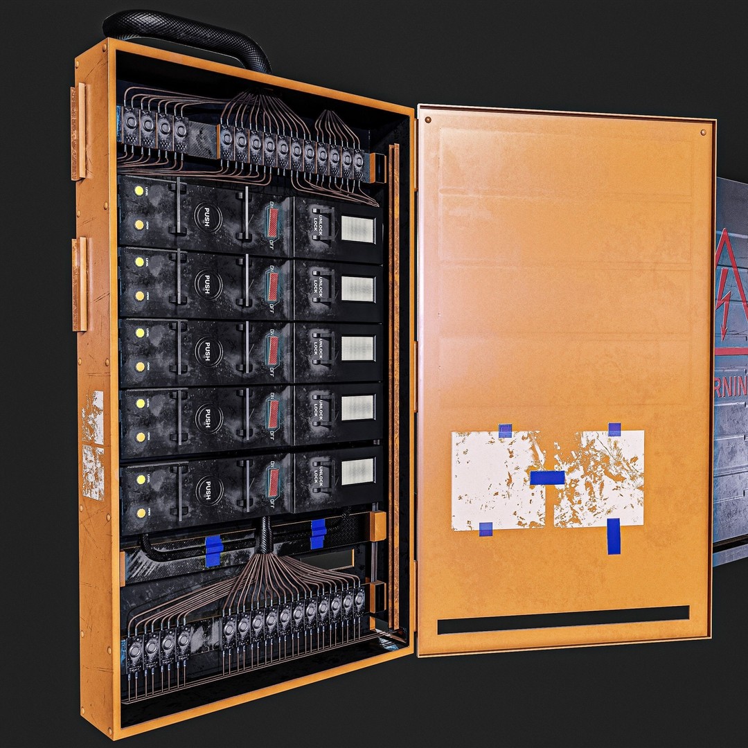 Electric Fuse Box 3D Model – Low Poly PBR Game Asset, FBX - View 9