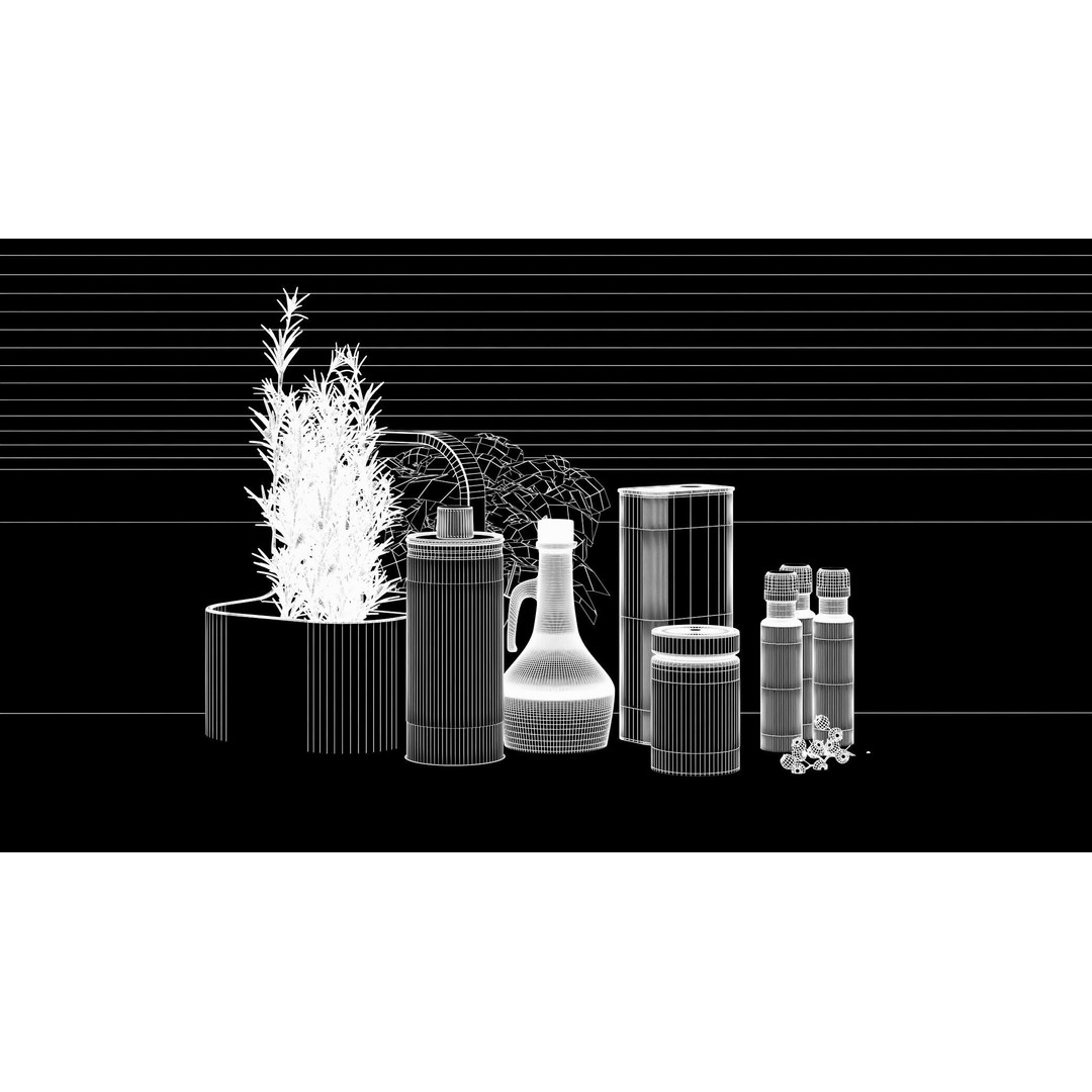 Kitchen Set 3D Model – Contemporary Scene with Textures and Lighting