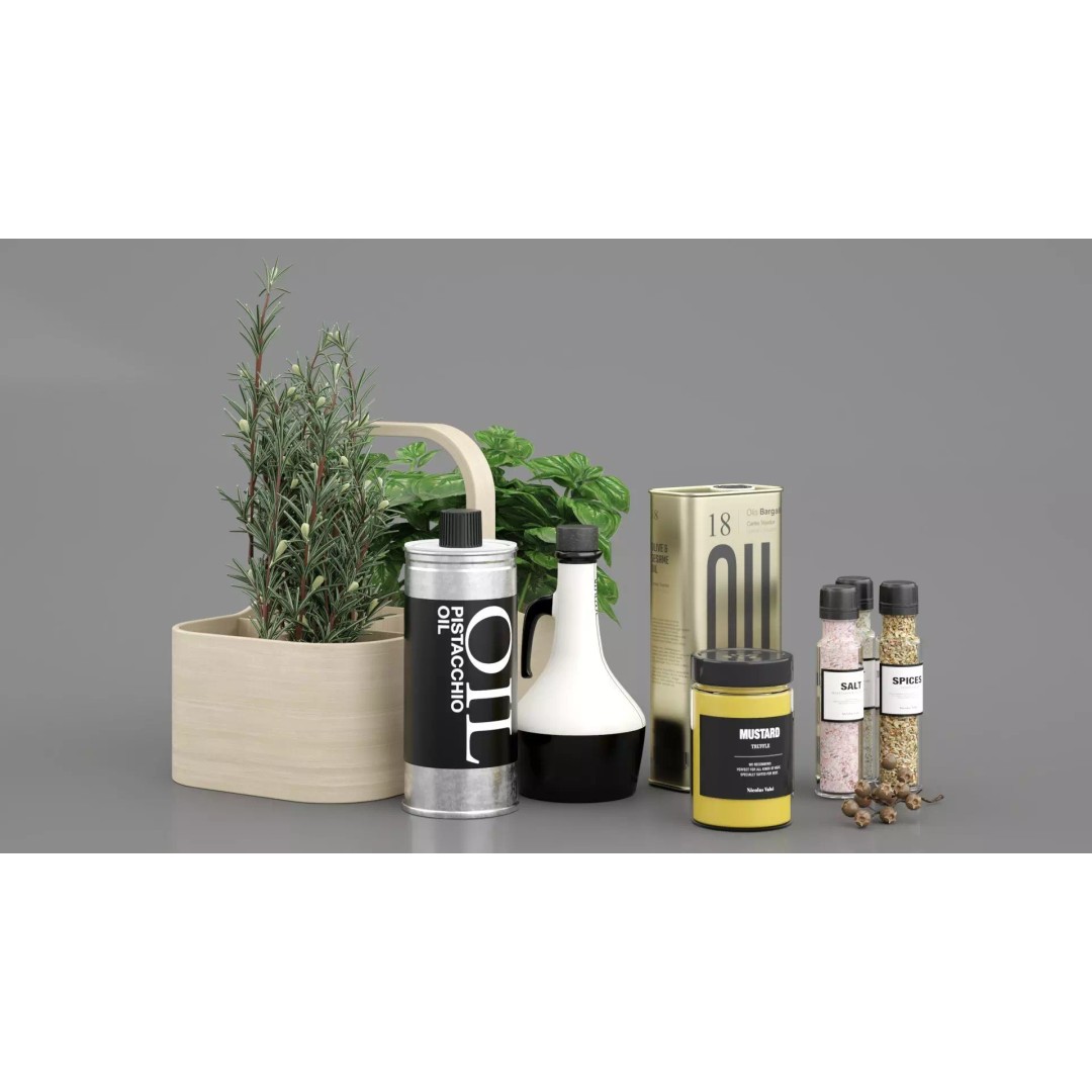 Kitchen Set 3D Model – Contemporary Scene with Textures and Lighting - View 2