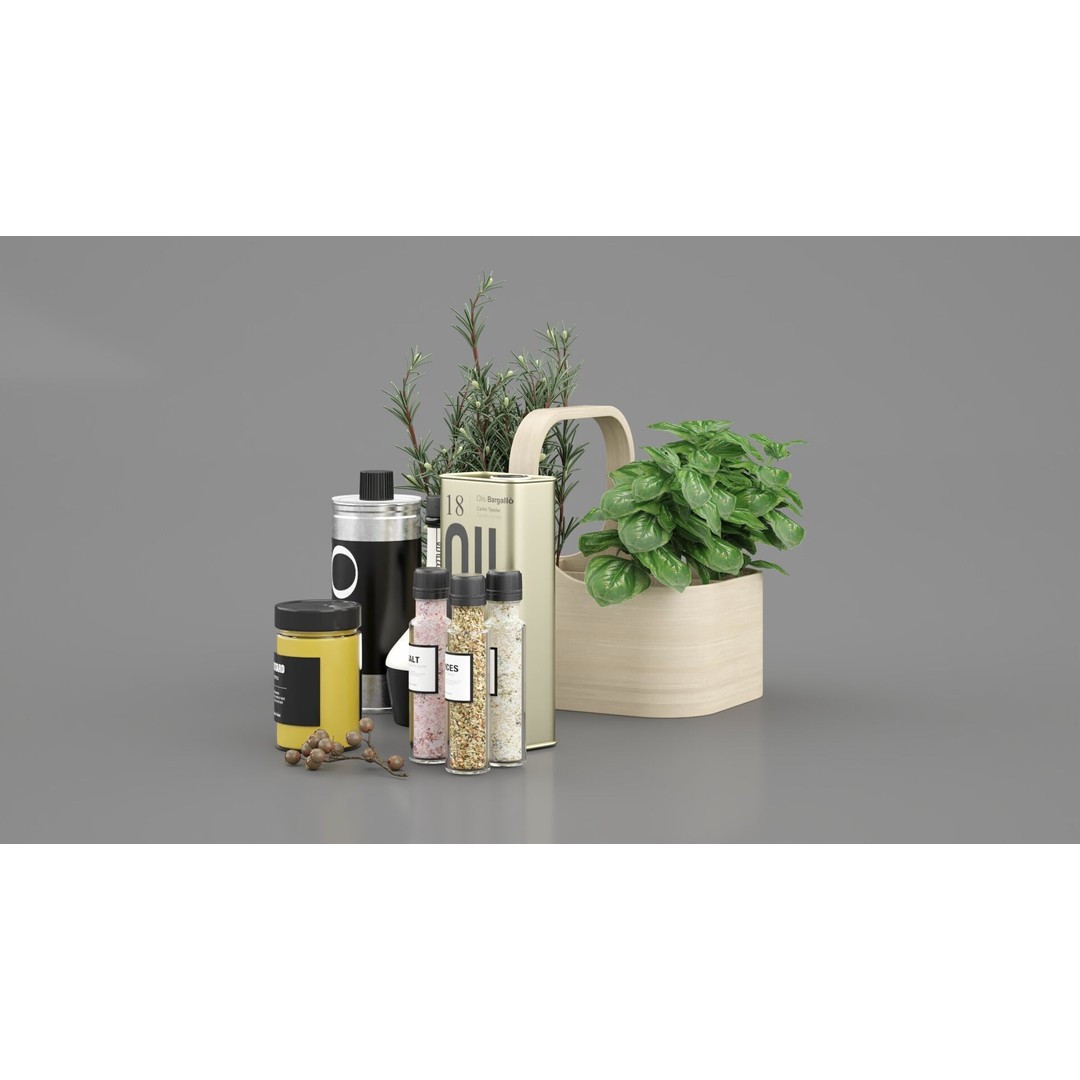 Kitchen Set 3D Model – Contemporary Scene with Textures and Lighting - View 7