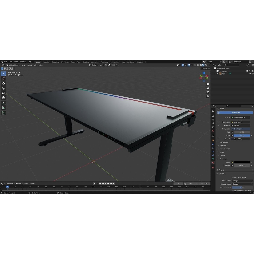 Gaming RGB Desk 3D Model – Low Poly PBR Asset for Unity & Unreal - View 14