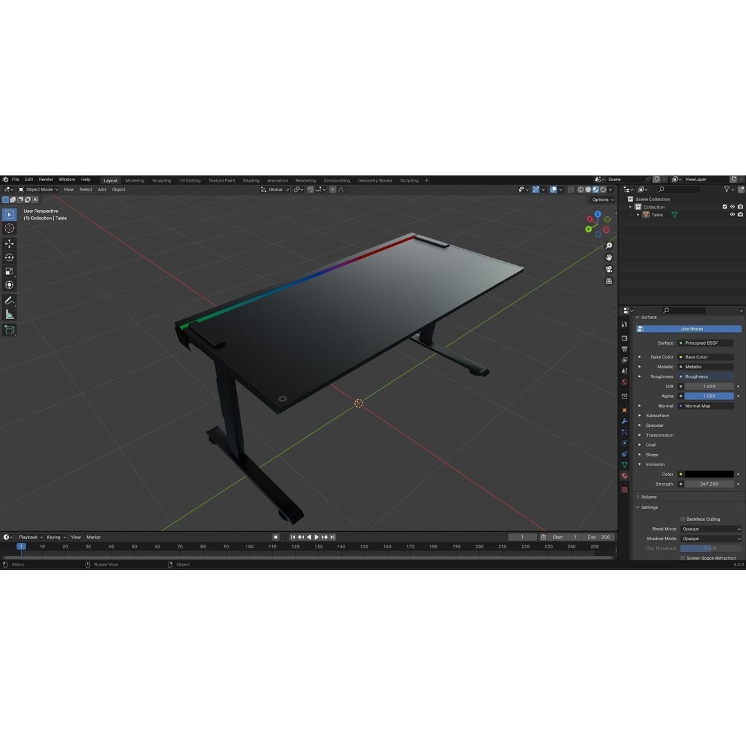 Gaming RGB Desk 3D Model – Low Poly PBR Asset for Unity & Unreal - View 15