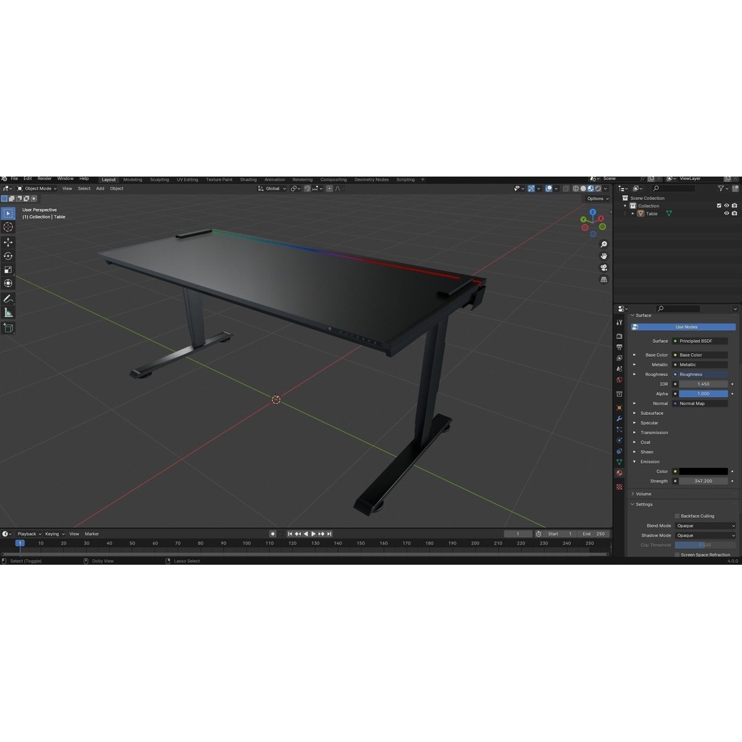 Gaming RGB Desk 3D Model – Low Poly PBR Asset for Unity & Unreal - View 16