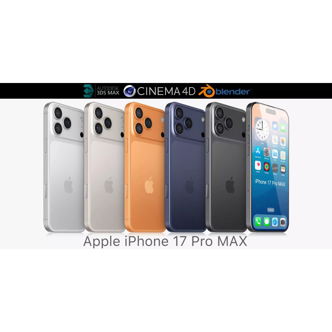 Apple iPhone 17 Pro Max v2 3D Model – Realistic PBR Game Asset, Blender, FBX - View 2