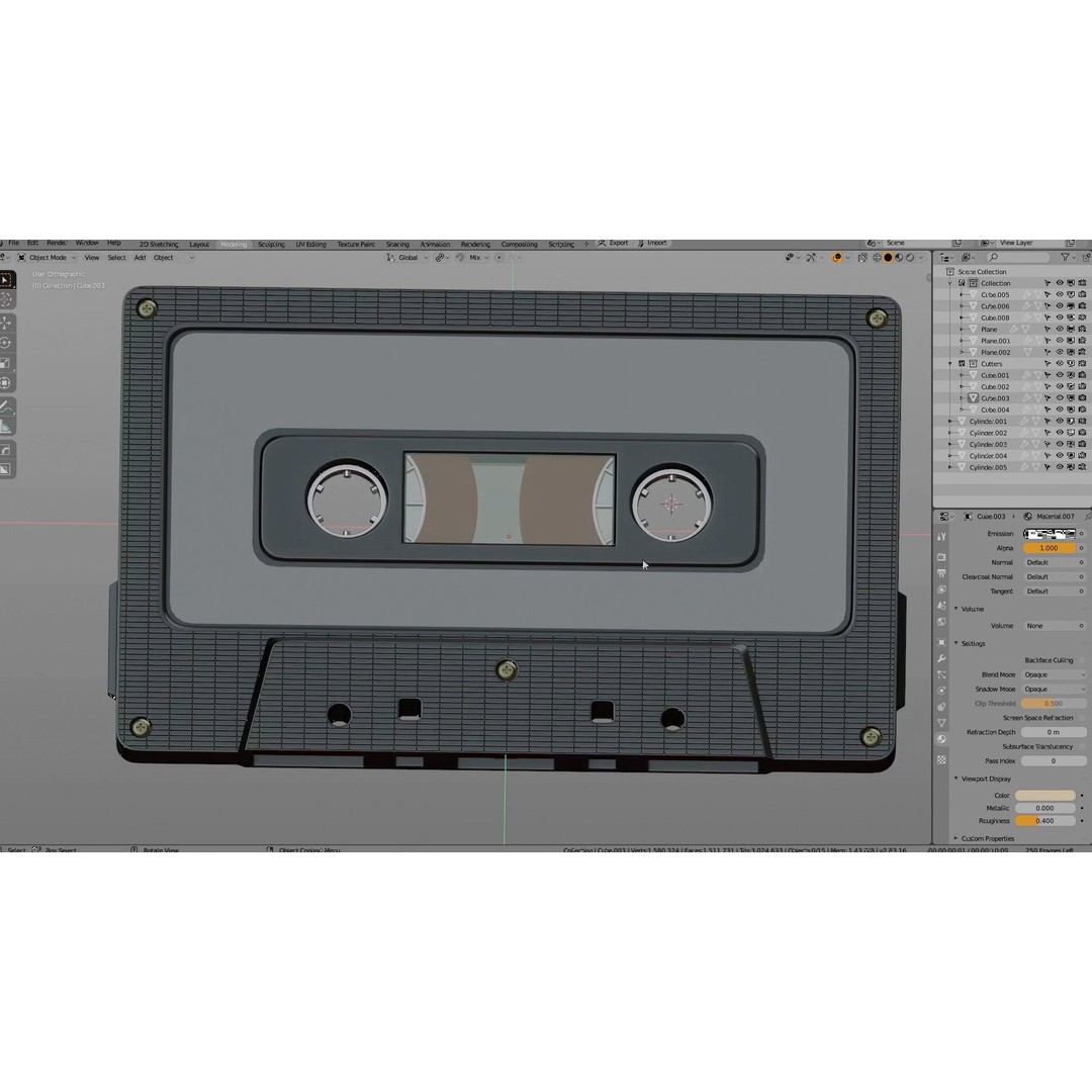 Retro Audiotape 3D Model – Low Poly Game Asset, FBX, OBJ, Blender