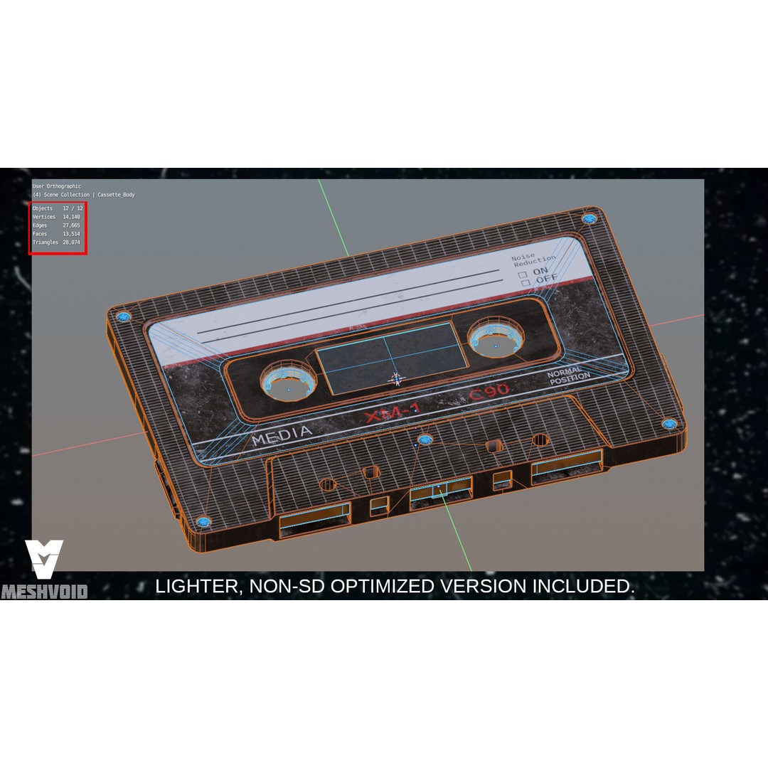 Retro Audiotape 3D Model – Low Poly Game Asset, FBX, OBJ, Blender - View 16