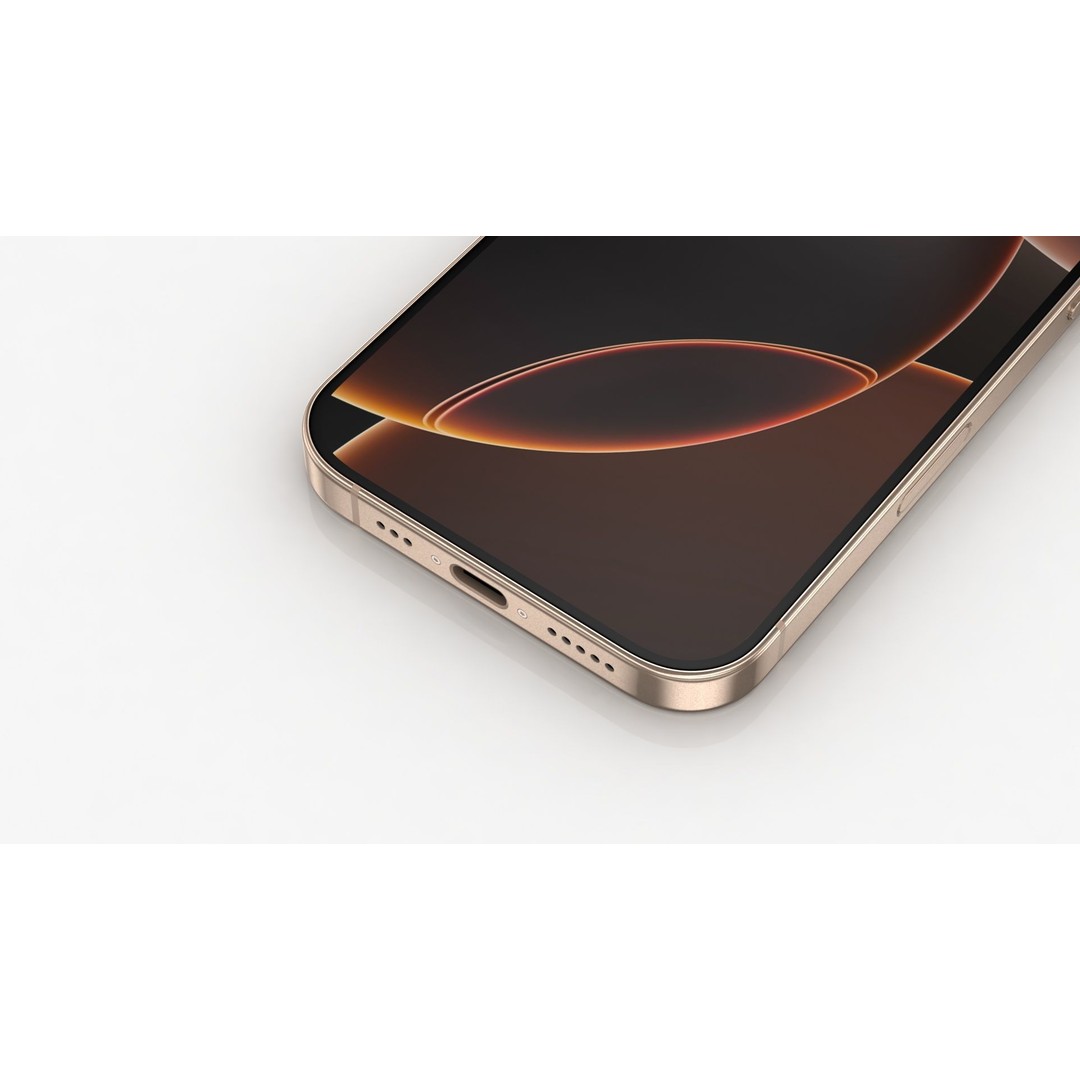 Apple iPhone 16 Pro 3D Model – Low Poly Desert Titanium, FBX, OBJ - View 11