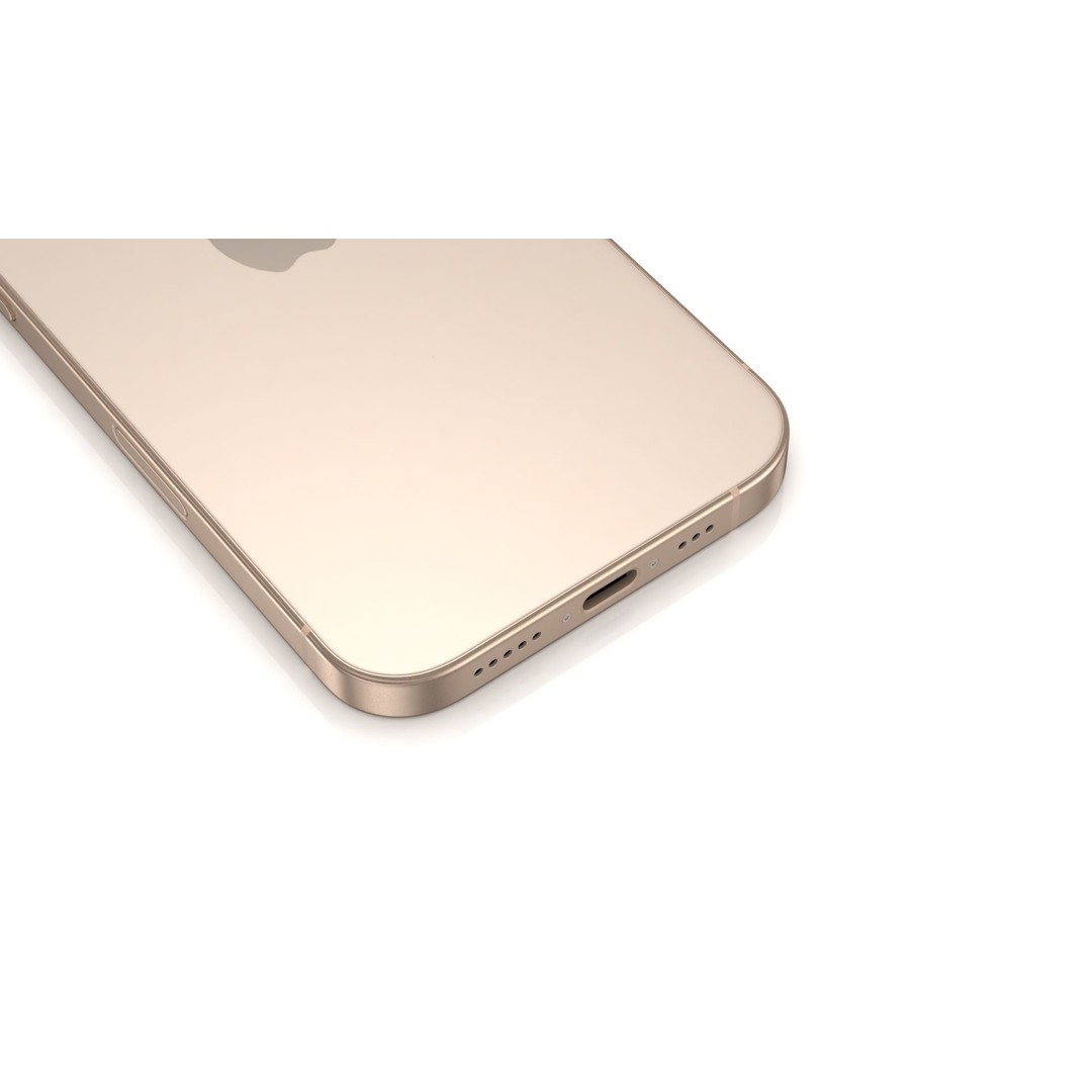 Apple iPhone 16 Pro 3D Model – Low Poly Desert Titanium, FBX, OBJ - View 14