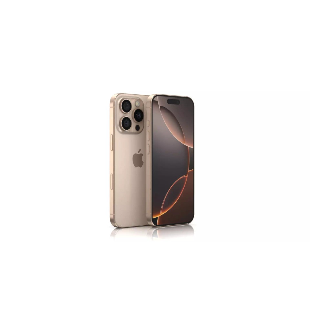 Apple iPhone 16 Pro 3D Model – Low Poly Desert Titanium, FBX, OBJ - View 2