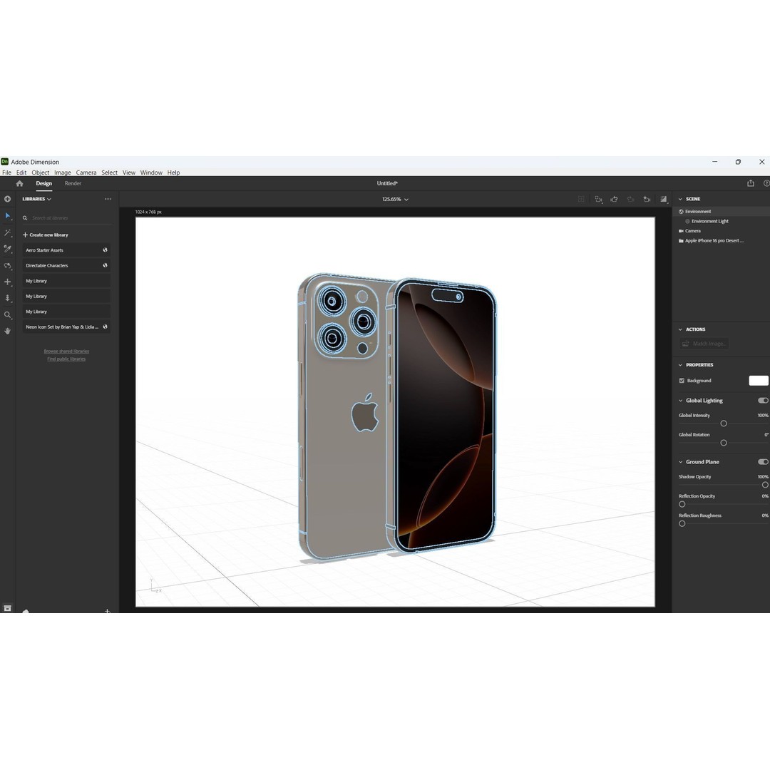 Apple iPhone 16 Pro 3D Model – Low Poly Desert Titanium, FBX, OBJ - View 28