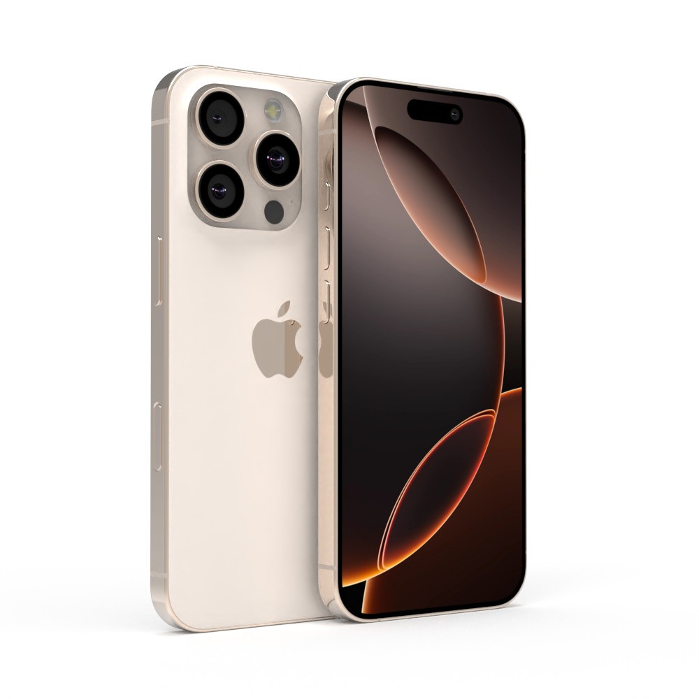Apple iPhone 16 Pro 3D Model – Low Poly Desert Titanium, FBX, OBJ - View 29