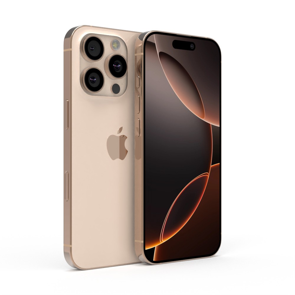 Apple iPhone 16 Pro 3D Model – Low Poly Desert Titanium, FBX, OBJ - View 30