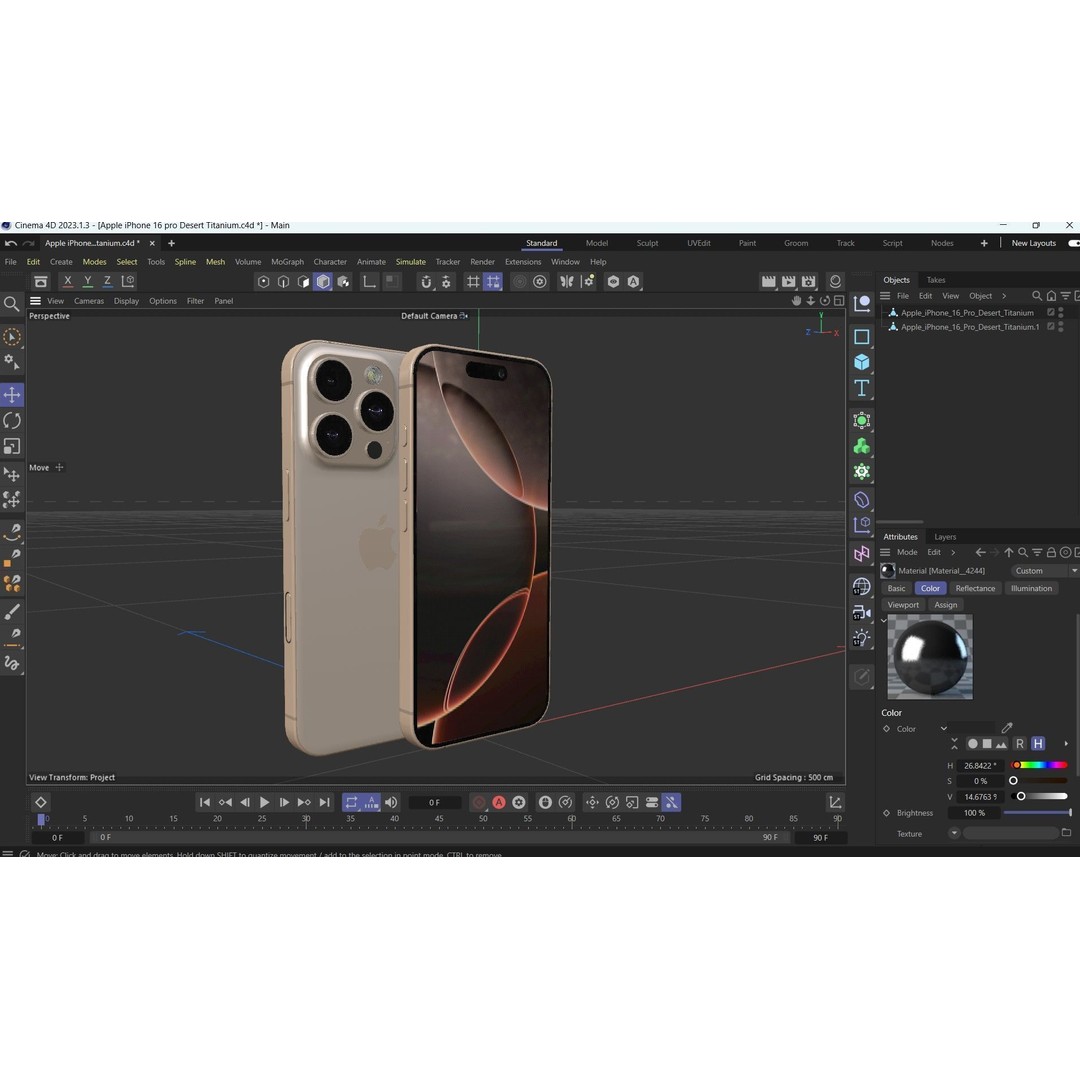 Apple iPhone 16 Pro 3D Model – Low Poly Desert Titanium, FBX, OBJ - View 31