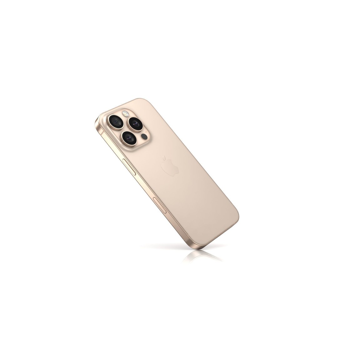 Apple iPhone 16 Pro 3D Model – Low Poly Desert Titanium, FBX, OBJ - View 8