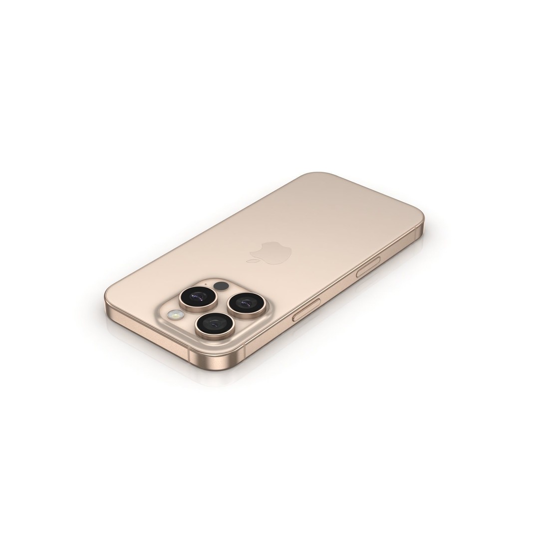 Apple iPhone 16 Pro 3D Model – Low Poly Desert Titanium, FBX, OBJ - View 9