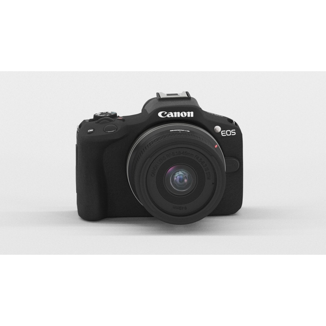 Canon EOS R50 3D Model – Low Poly Mirrorless Camera, PBR Textures - View 3
