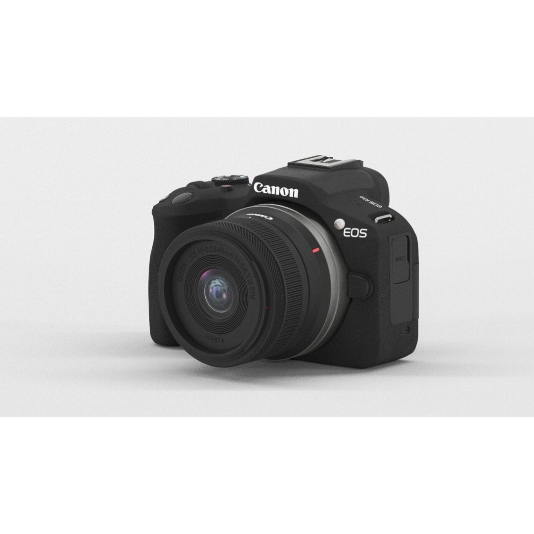 Canon EOS R50 3D Model – Low Poly Mirrorless Camera, PBR Textures - View 8