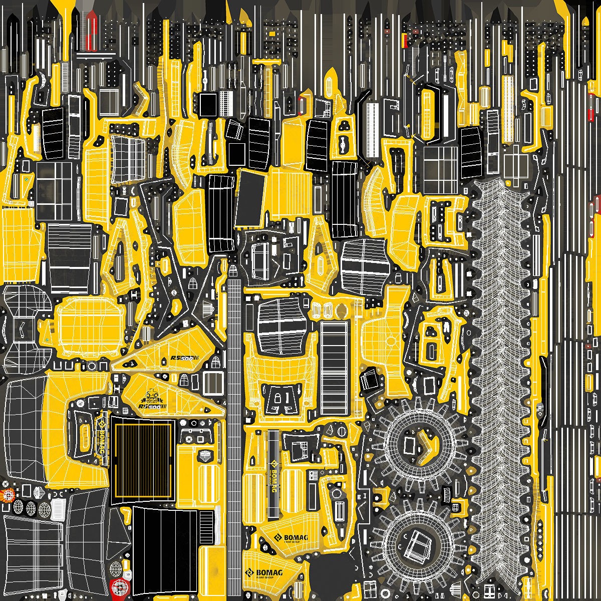 Bomag RS500 Recycler Stabilizer - Rigged 3D Model - View 30