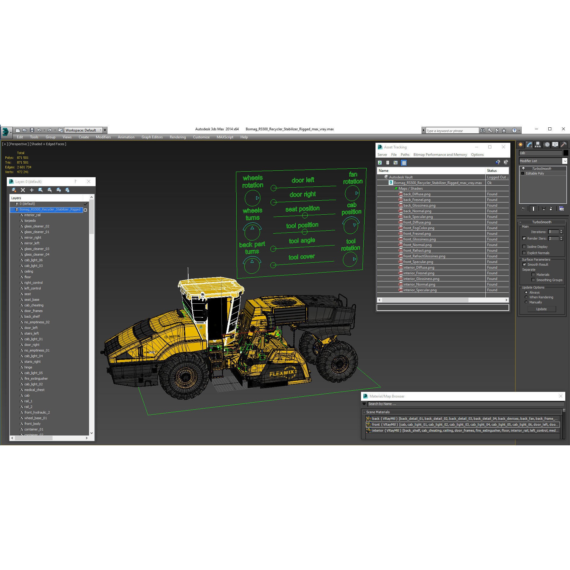 Bomag RS500 Recycler Stabilizer - Rigged 3D Model - View 32