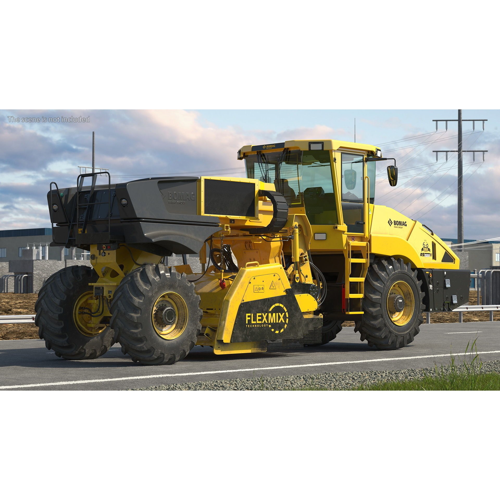 Bomag RS500 Recycler Stabilizer - Rigged 3D Model - View 4