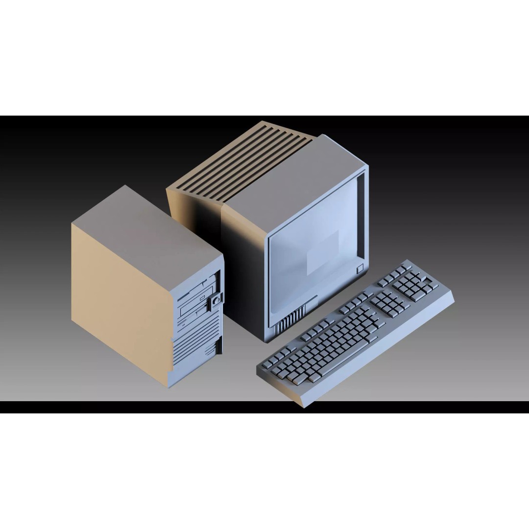 Vintage Computers Pack 3D Model – Retro Office Equipment Collection, FBX, Blender - View 11