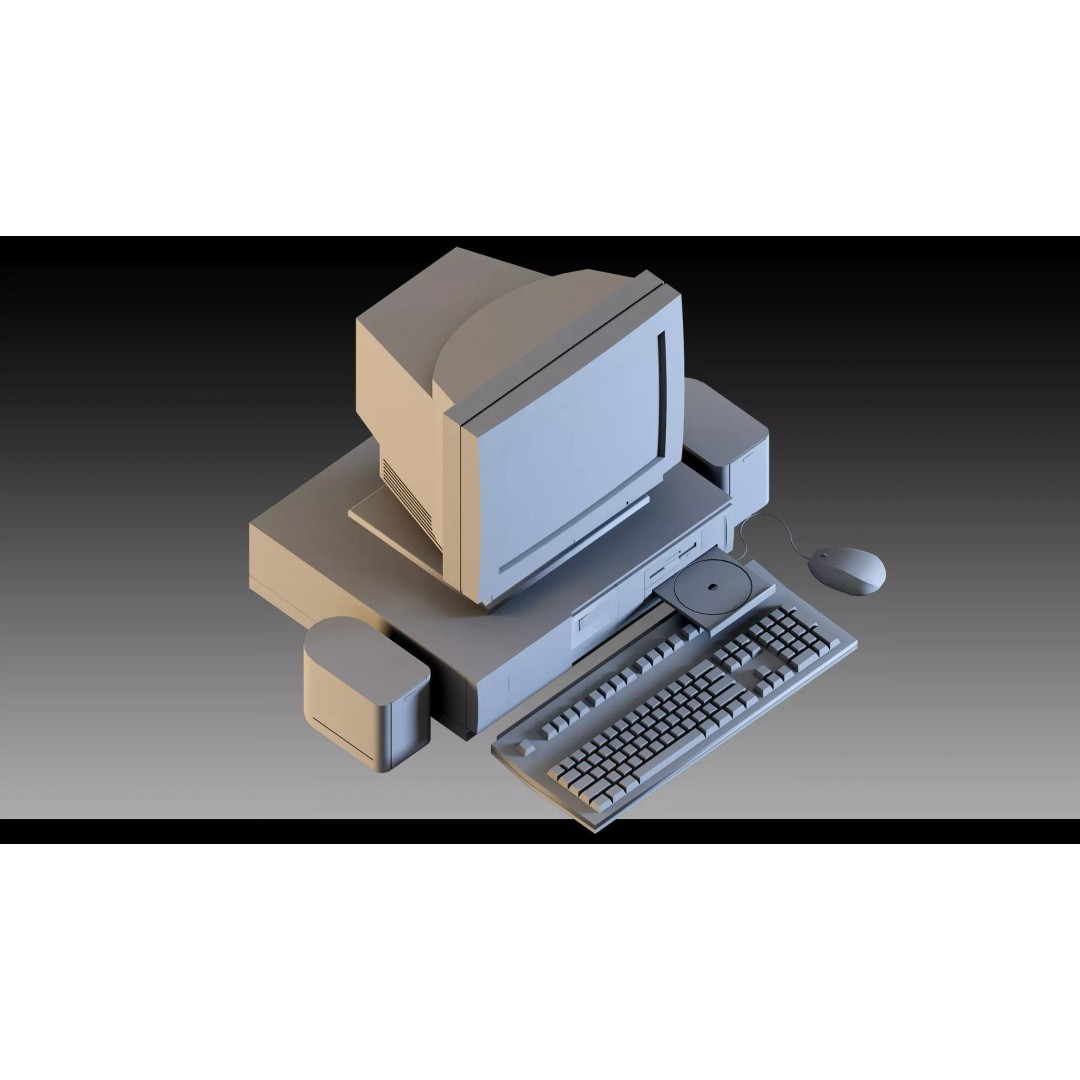 Vintage Computers Pack 3D Model – Retro Office Equipment Collection, FBX, Blender - View 3