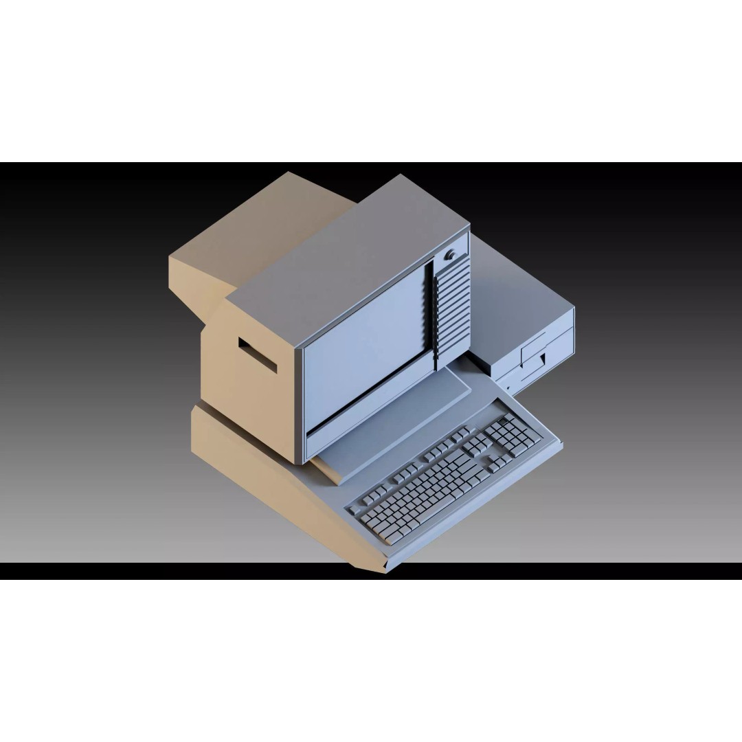 Vintage Computers Pack 3D Model – Retro Office Equipment Collection, FBX, Blender - View 9
