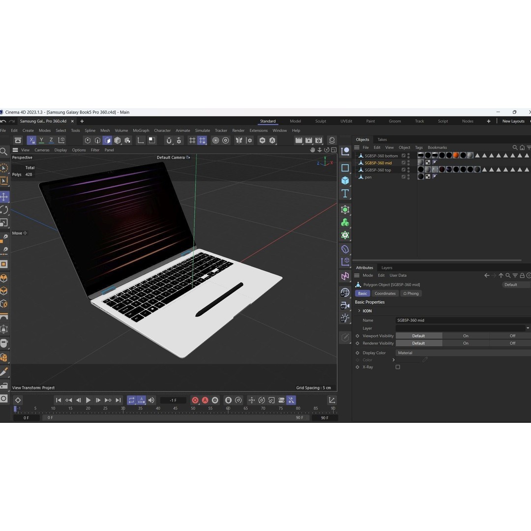 Samsung Galaxy Book5 Pro 360 3D Model – Low Poly Game Asset, FBX, Blender - View 24