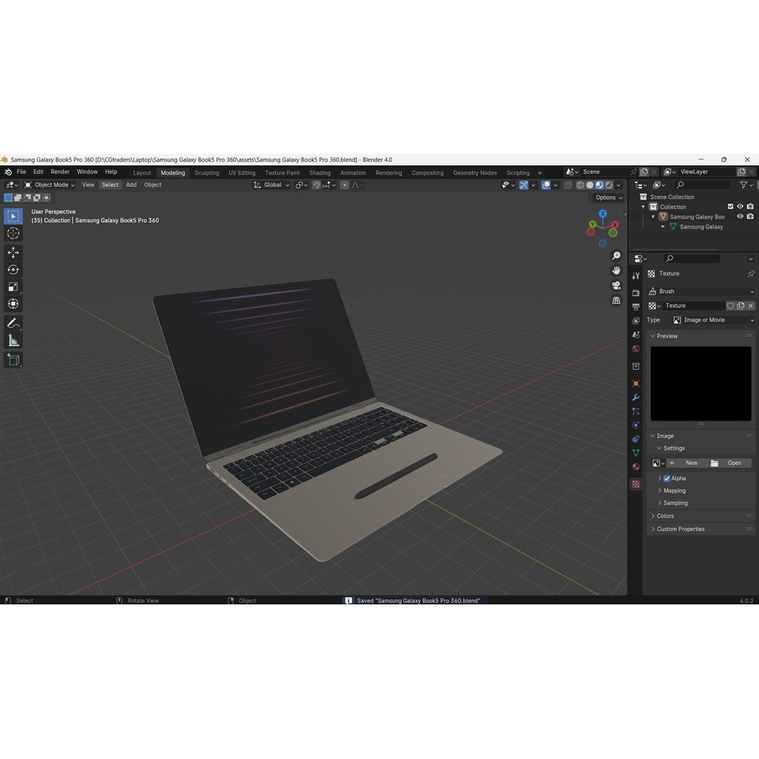 Samsung Galaxy Book5 Pro 360 3D Model – Low Poly Game Asset, FBX, Blender - View 28