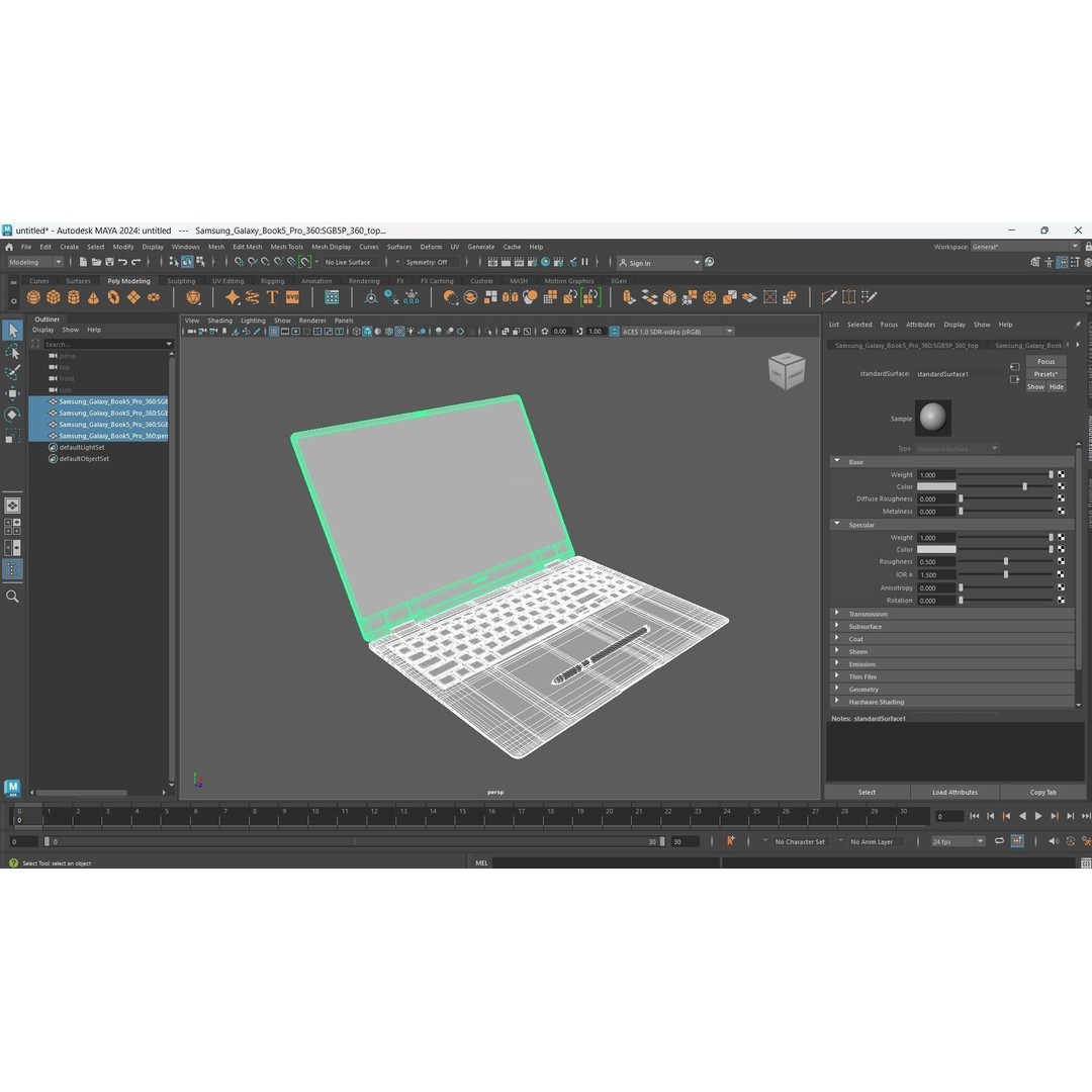 Samsung Galaxy Book5 Pro 360 3D Model – Low Poly Game Asset, FBX, Blender - View 33