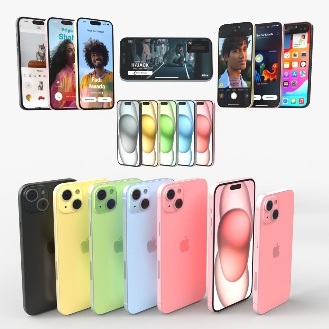 Apple iPhone 15 3D Model – Game Ready PBR Asset, FBX & OBJ - View 3