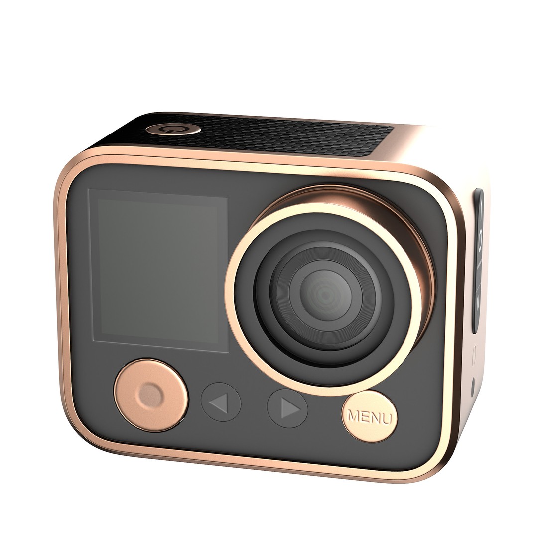 Rose Gold Action Camera 3D Model – Photorealistic PBR Asset, FBX, OBJ