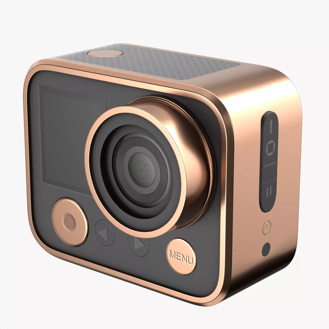 Rose Gold Action Camera 3D Model – Photorealistic PBR Asset, FBX, OBJ - View 2