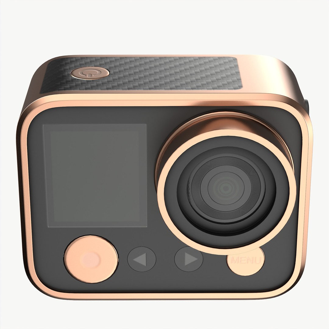 Rose Gold Action Camera 3D Model – Photorealistic PBR Asset, FBX, OBJ - View 4