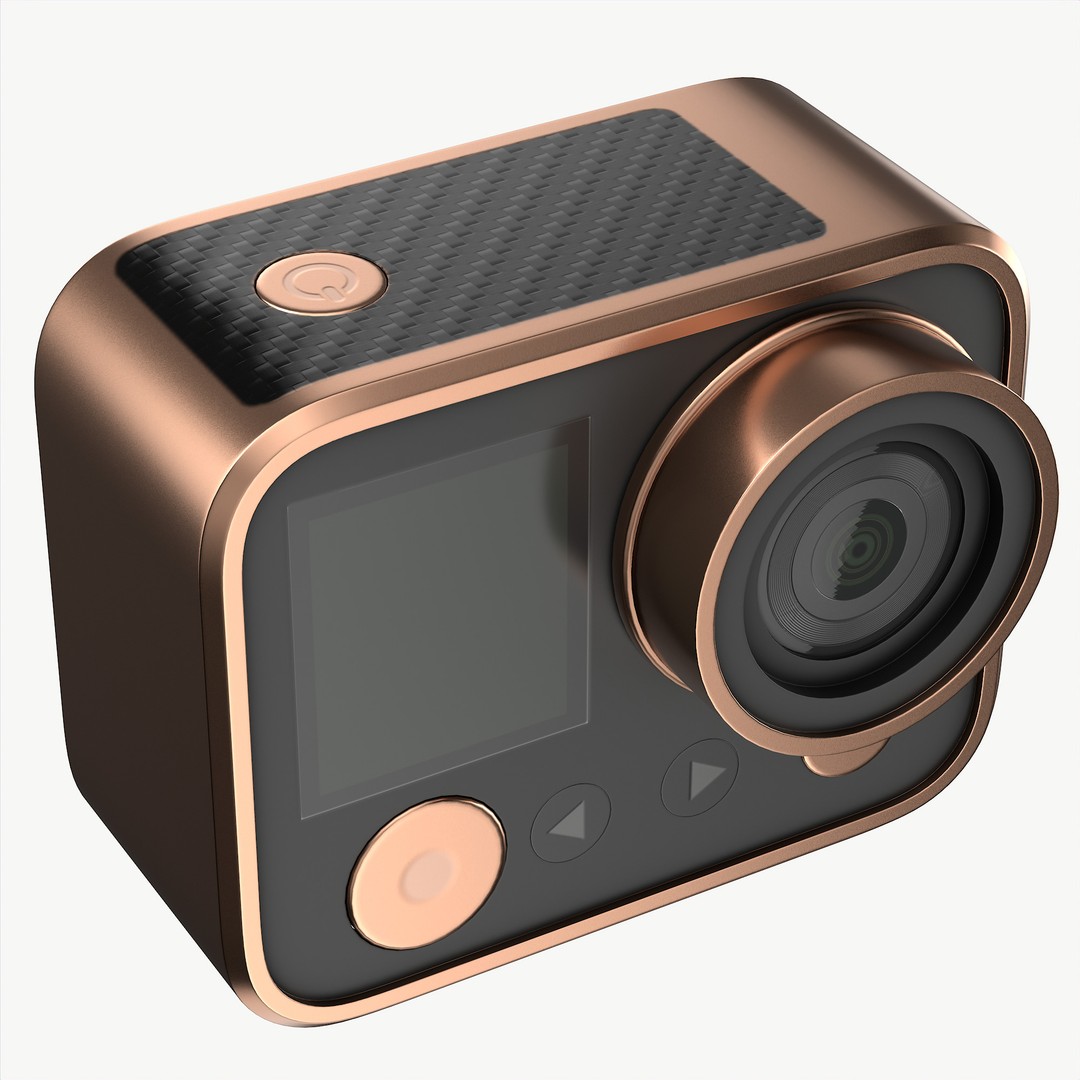 Rose Gold Action Camera 3D Model – Photorealistic PBR Asset, FBX, OBJ - View 6