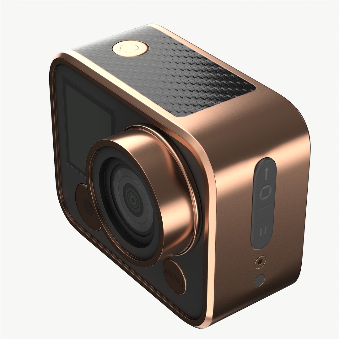 Rose Gold Action Camera 3D Model – Photorealistic PBR Asset, FBX, OBJ - View 7