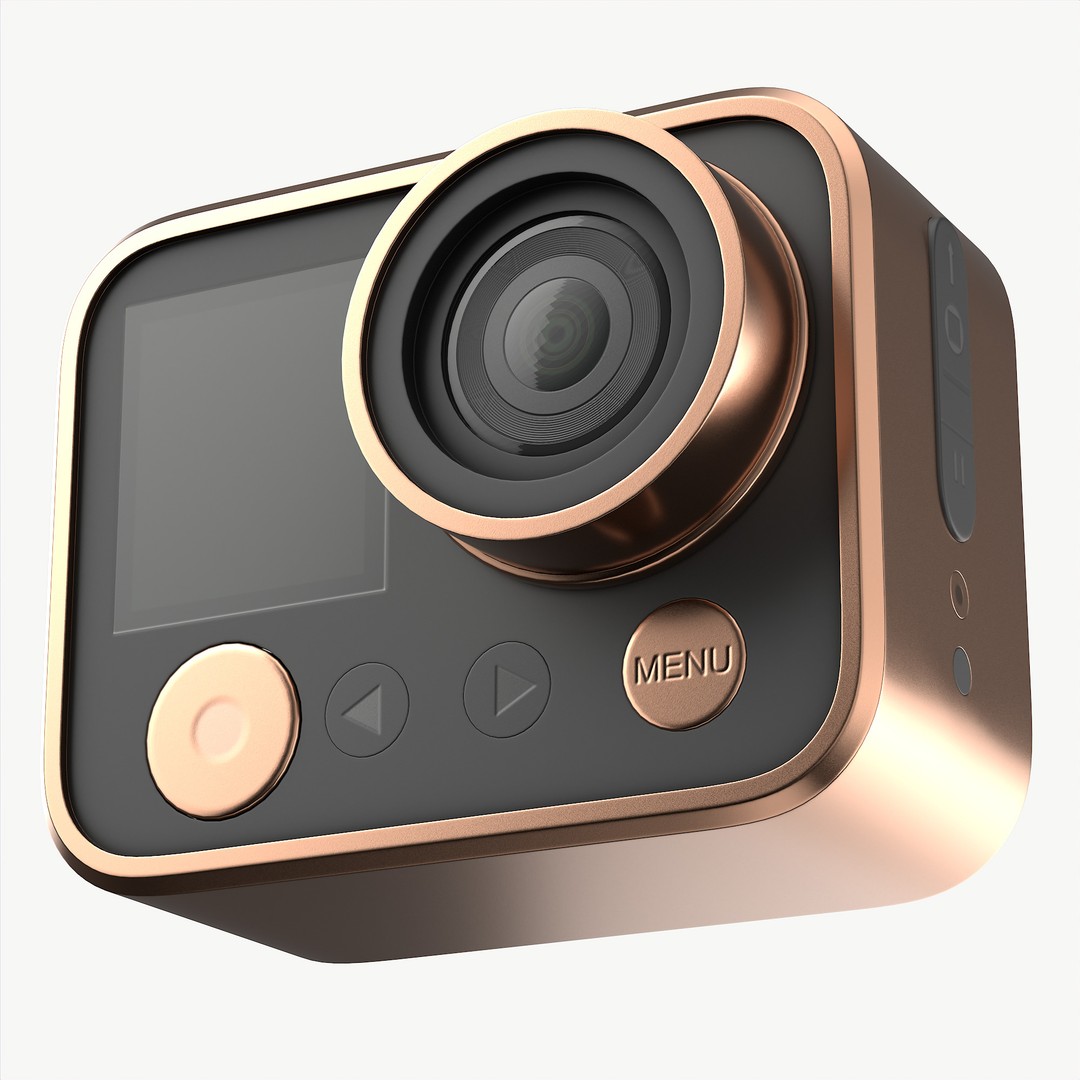 Rose Gold Action Camera 3D Model – Photorealistic PBR Asset, FBX, OBJ - View 8
