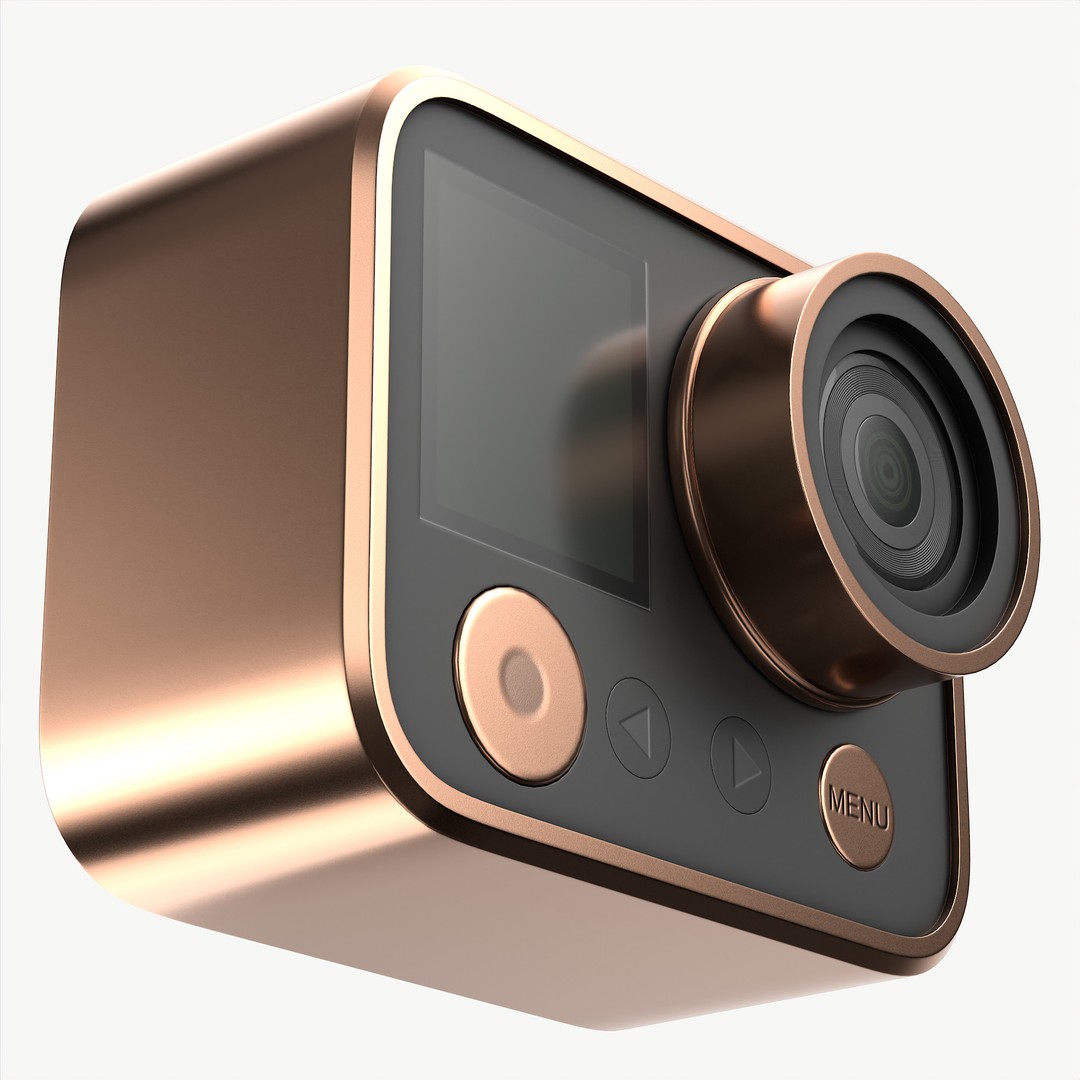 Rose Gold Action Camera 3D Model – Photorealistic PBR Asset, FBX, OBJ - View 9