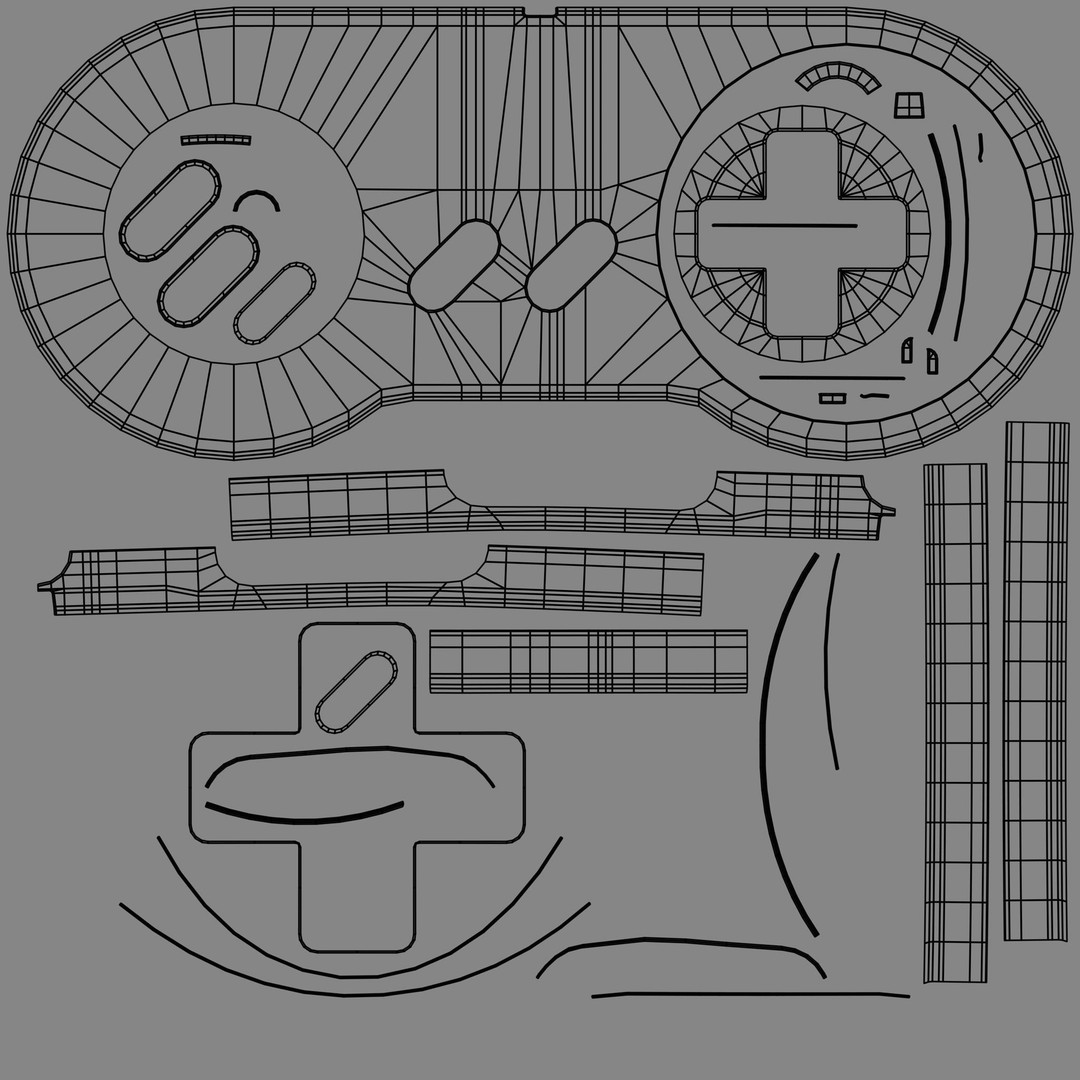 Super Nintendo Controller 3D Model – High Poly Game Asset, FBX, OBJ - View 19