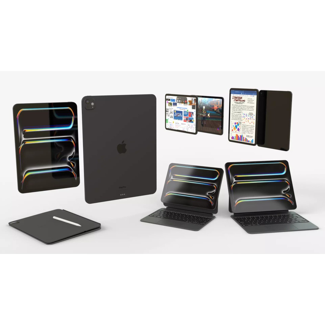 Apple iPad Pro 2024 3D Model – Black Collection with Keyboard & Pencil - View 2