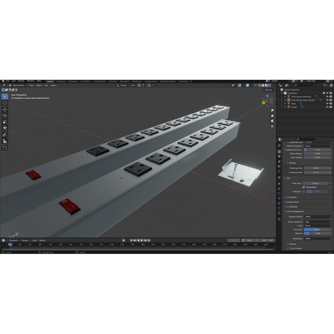 Multi Switch Electrical 3D Model – Low Poly PBR Asset, FBX/Blender - View 11