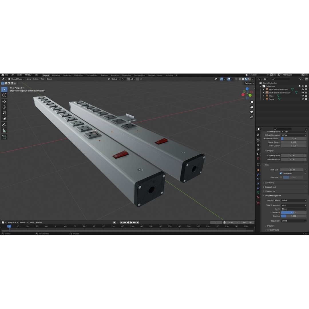 Multi Switch Electrical 3D Model – Low Poly PBR Asset, FBX/Blender - View 14