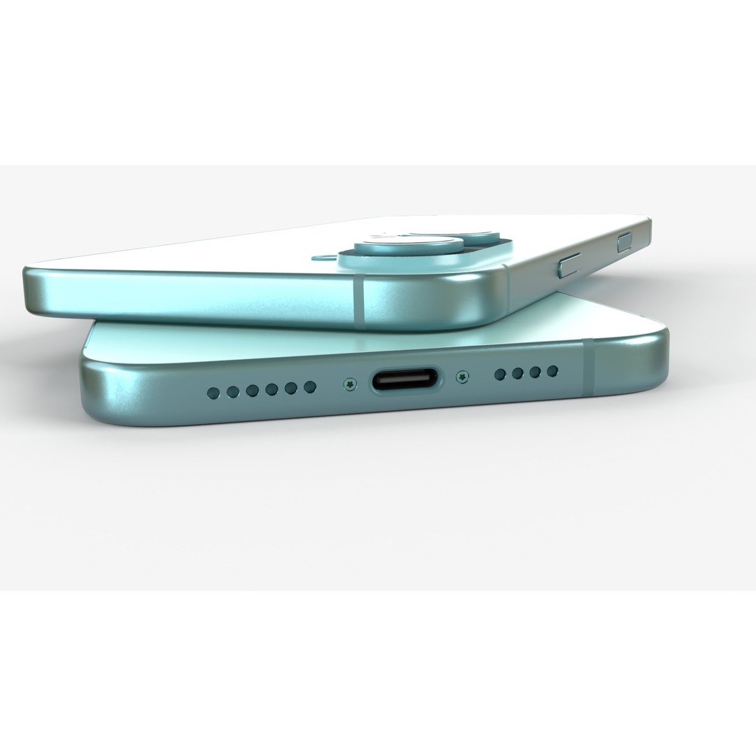 Apple iPhone 16 & 16 Plus Teal 3D Model – High-Poly Game Asset, FBX/OBJ - View 10