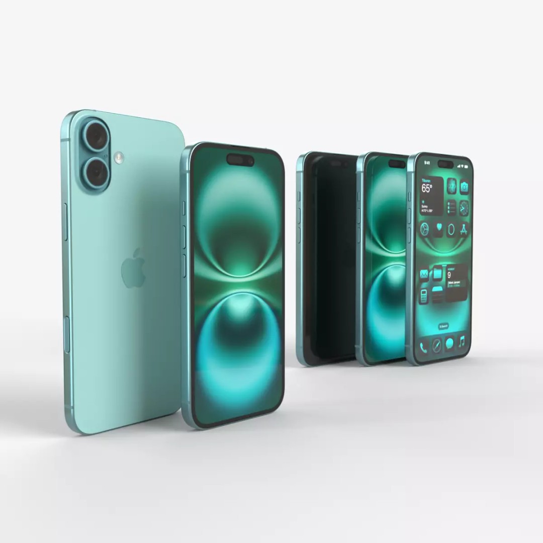 Apple iPhone 16 & 16 Plus Teal 3D Model – High-Poly Game Asset, FBX/OBJ - View 2