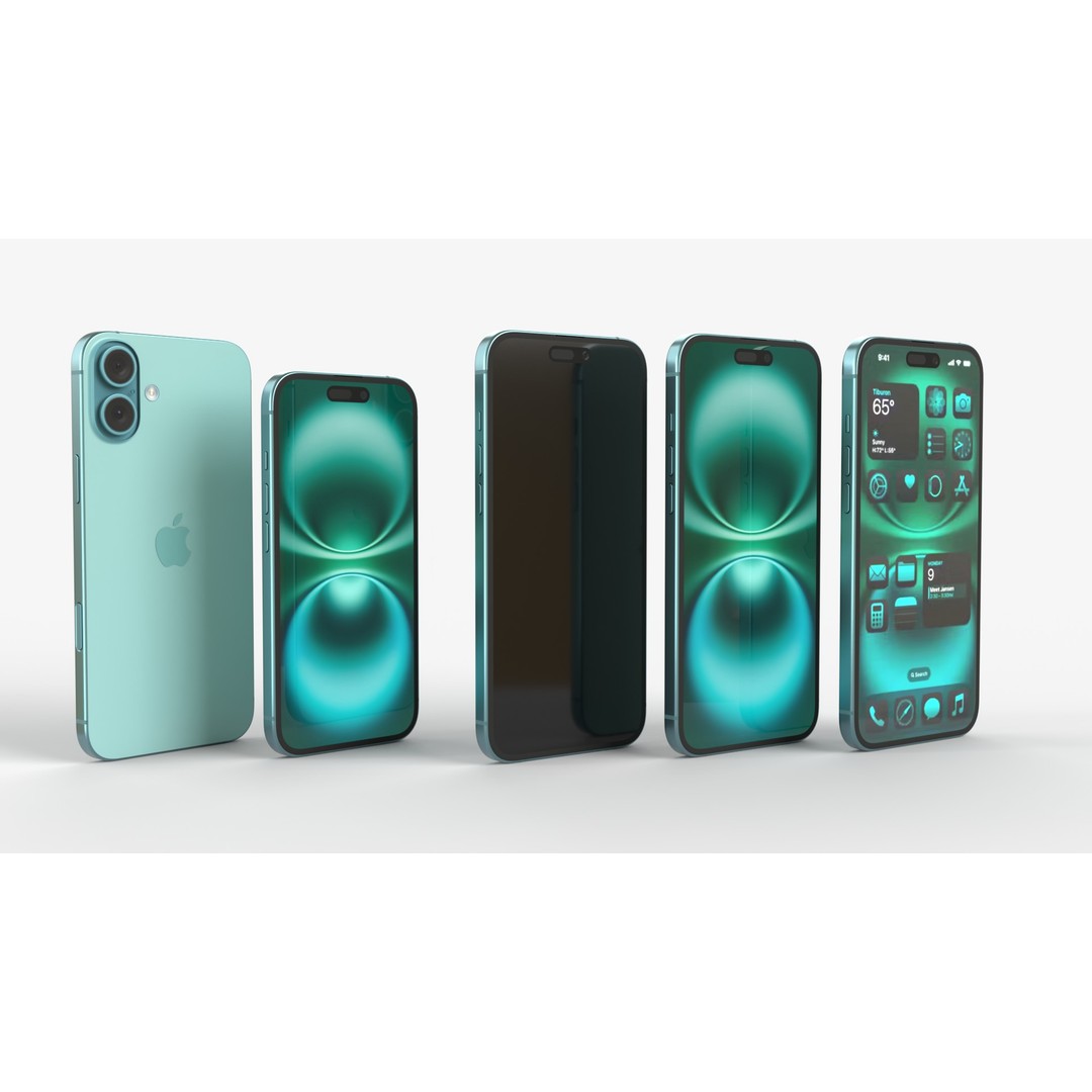 Apple iPhone 16 & 16 Plus Teal 3D Model – High-Poly Game Asset, FBX/OBJ - View 3